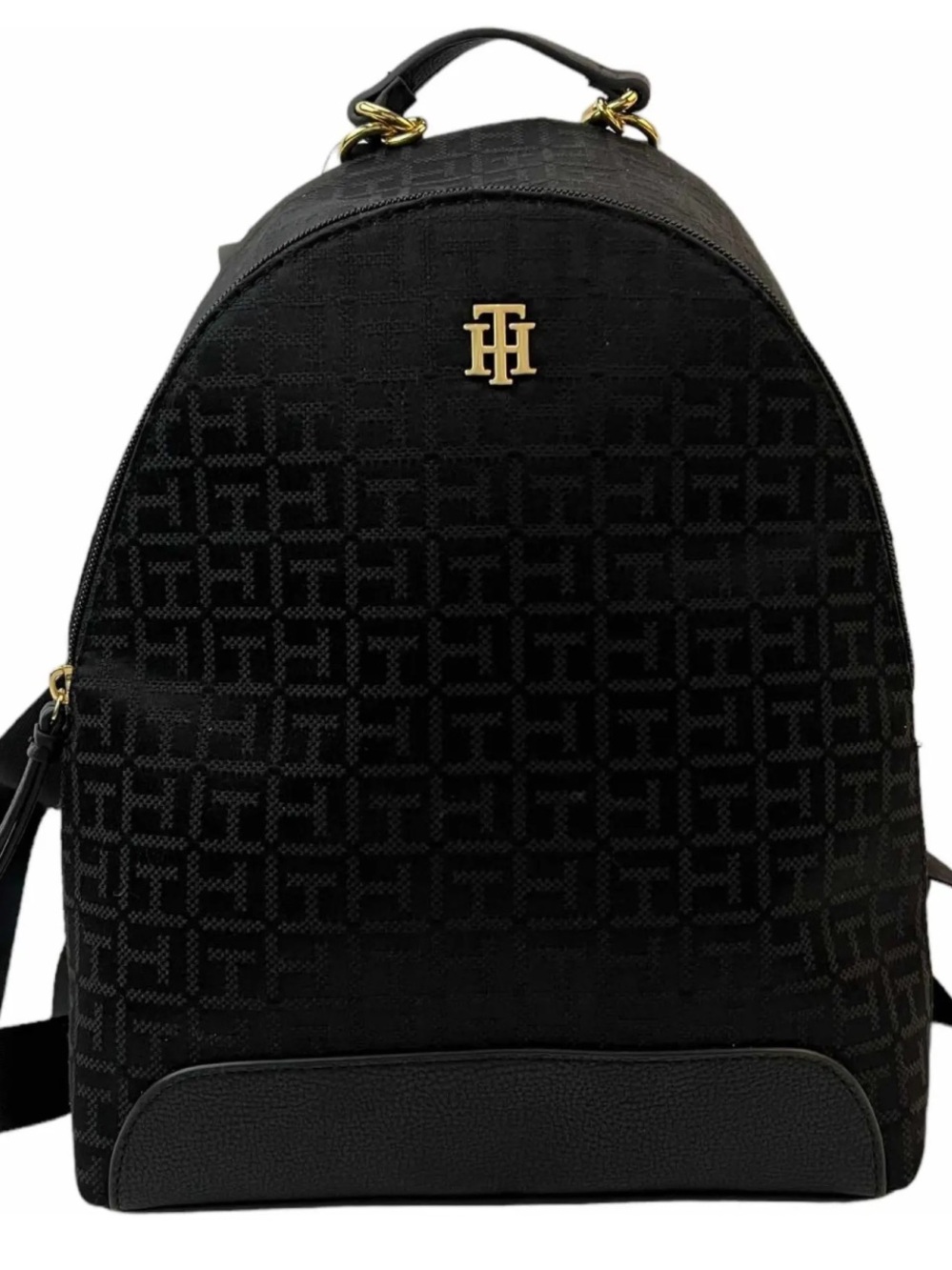 Tommy Hilfiger Black Backpack with Gold TH Logo